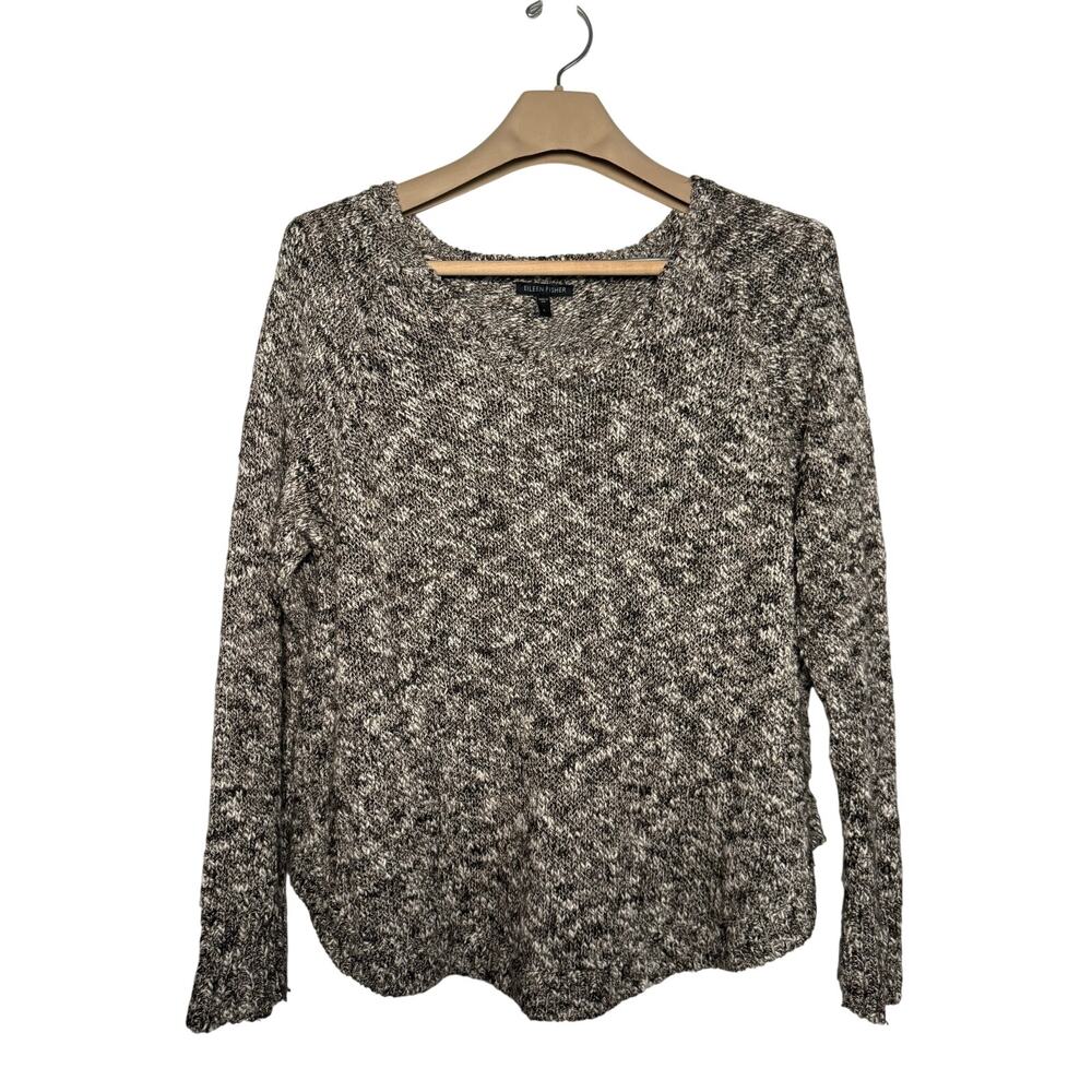 Eileen Fisher Linen Cotton Blend Sweater LARGE  Black Brown Beige Long Sleeve